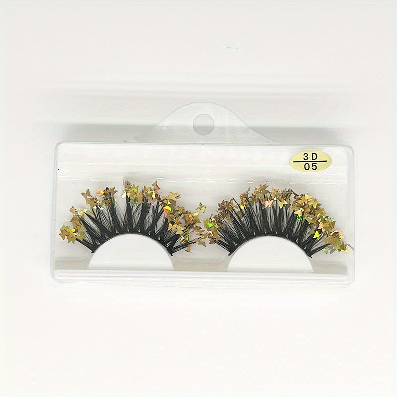 Glitter Sequin False Eyelashes Fluffy Volume Lashes Stage Makeup