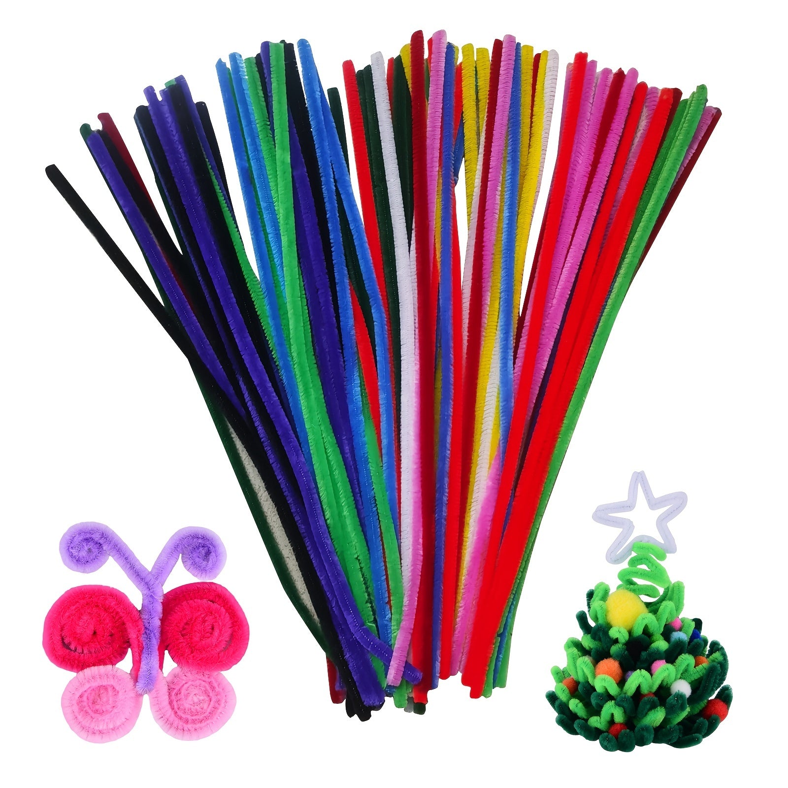 100 Pcs 6mm x 12" Pipe Cleaners Crafts Soft Bristle Durable Flexible Supplies