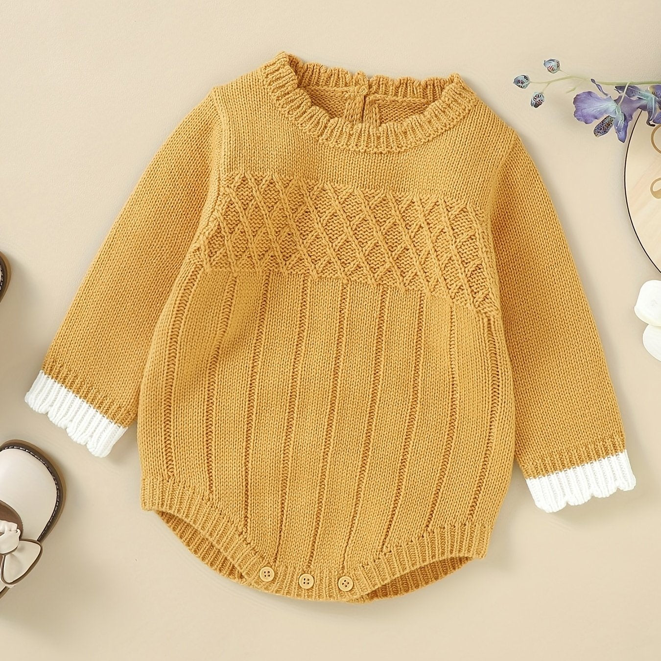 Baby Triangle Jumpsuit Girl Long Sleeve Knitted Sweater Romper