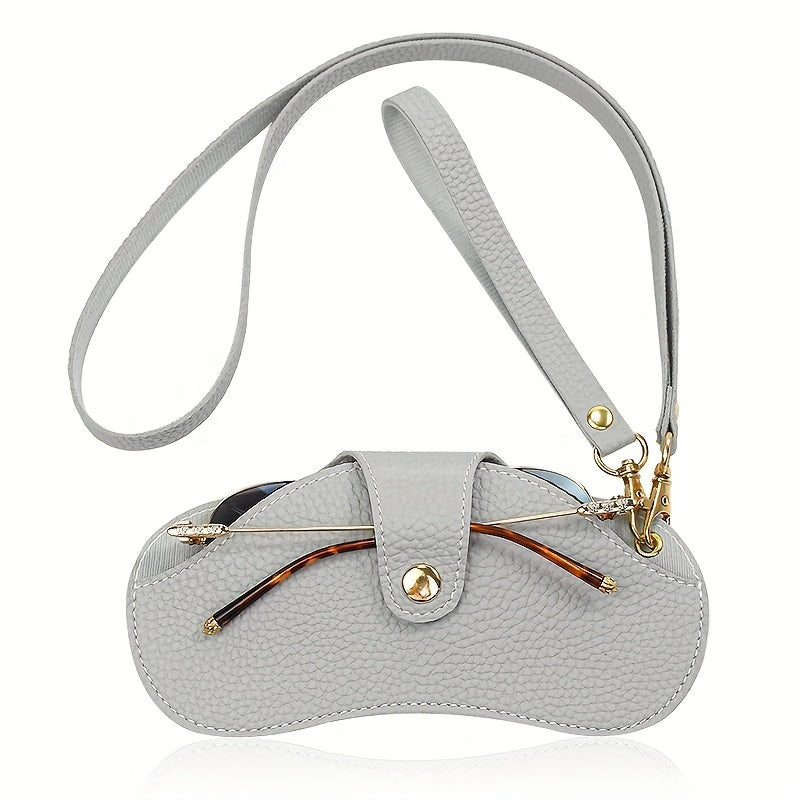 Stylish PU Leather Sunglasses Case Snap Closure