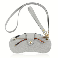 Stylish PU Leather Sunglasses Case Snap Closure