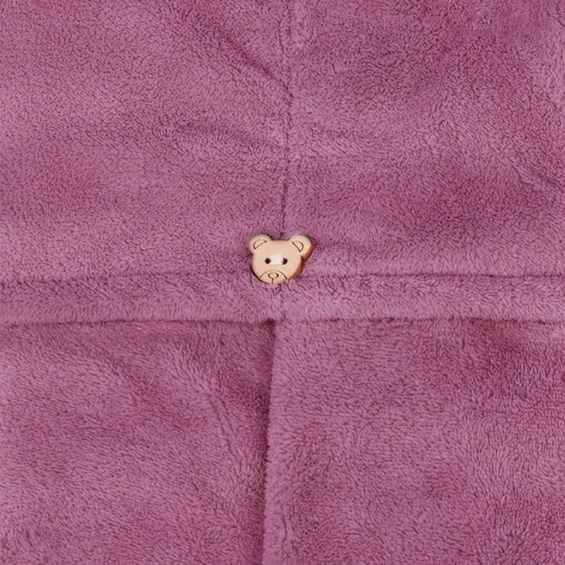 Embroidery Style Hair Drying Cap Coral Velvet Thickened Hair Towel