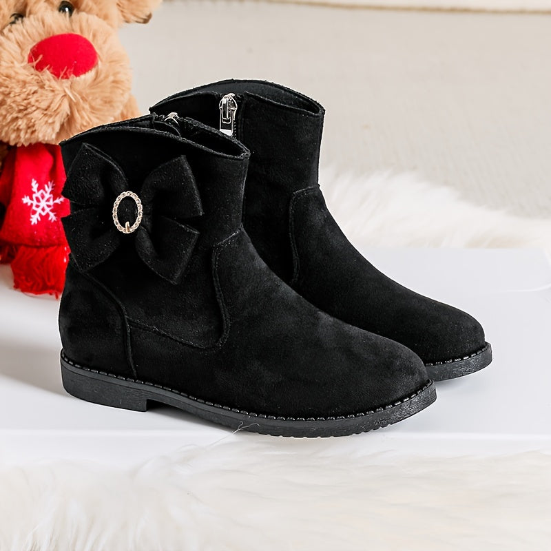 Casual Bowknot Boots with Zipper for Girls Non Slip Boots