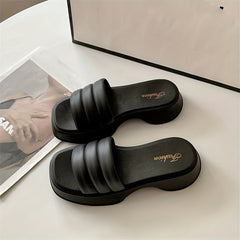 Women's Open Toe Thick Sole Slides Beach Slippers