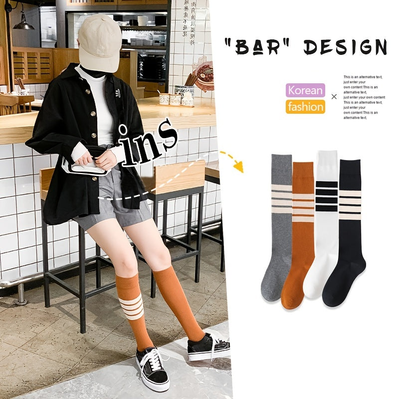 Women's Mismatched Block Knee High Socks