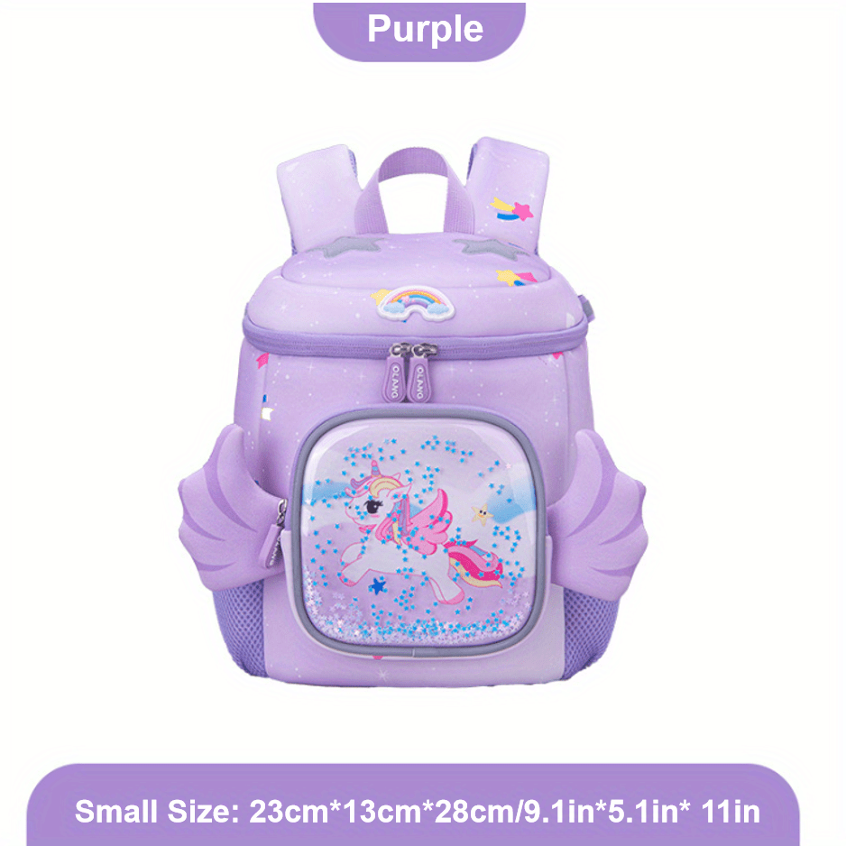 Cartoon Unicorn Backpack Kindergarten School Bag Pink Purple Girls