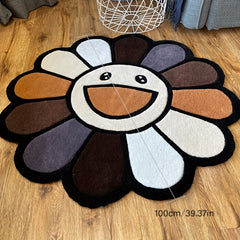 Sunflower Round Rug Soft for Living Bedroom Nursery Wash