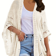 Crochet Draped Knit Cardigan Women's Sweater