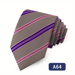 Men's Striped 15in Tie Dark Earth Yellow Wine Red