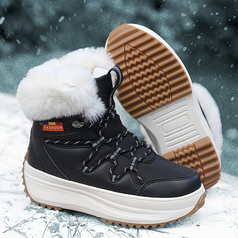 Plush Lined Thermal Snow Boots Chunky Non Slip Snow Shoes