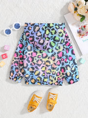 Toddler Girls Rainbow Leopard Print Zip Hooded Jacket