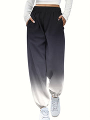 Women's Plus Ombre Print Sporty Pants Elastic Waist Joggers