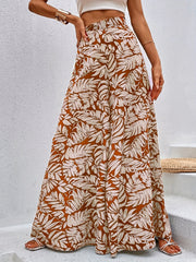 Boho Plants Print High Waist Wide Leg Pants