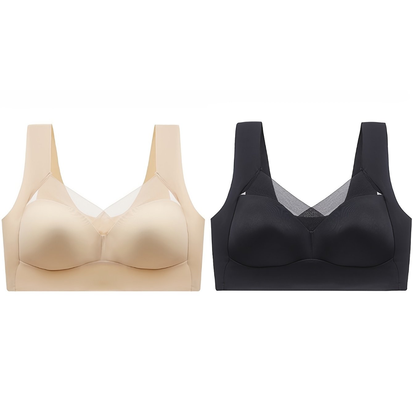 2pcs Mesh Wireless Push Up Intimates Bras Women's Lingerie