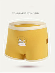 4pcs Girls Boxer Briefs Elastic Waist Astronaut Rabbits Print Underwear