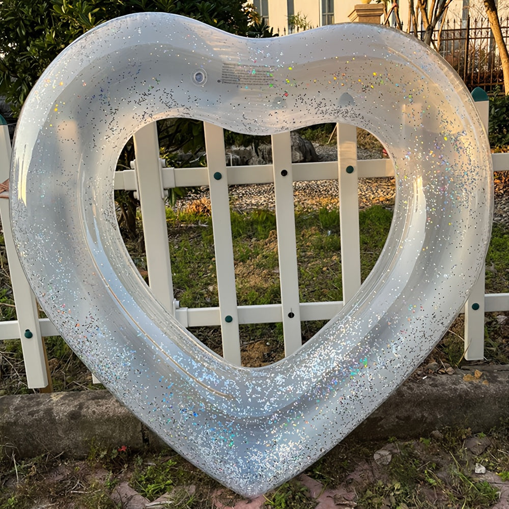 Thick PVC Adult Sequin Inflatable Ring for Couples - Summer Pool Accessory