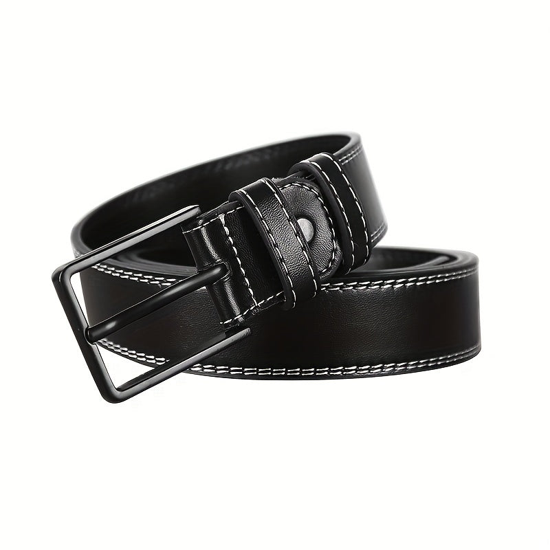 Square Buckle Leather Belt Casual Vintage Jeans Belt For Men