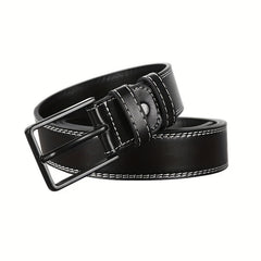 Square Buckle Leather Belt Casual Vintage Jeans Belt For Men