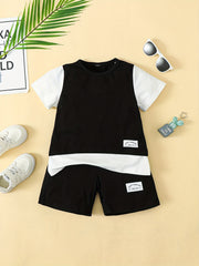 Boys Casual Outfit Round Neck T shirt & Shorts Kids Summer Clothes Sets