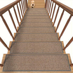 15 Non Slip Carpet Stair Treads - Rubber Backing Safety Rug - Slip Resistant