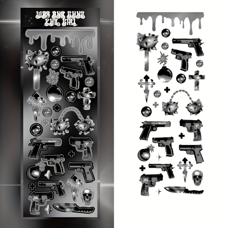 5pcs Pistol Stickers Military Style Landmine Set