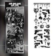 5pcs Pistol Stickers Military Style Landmine Set