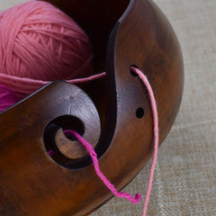 Wooden Yarn Bowl with Holes Crochet Holder Storage Bowls for Knitting