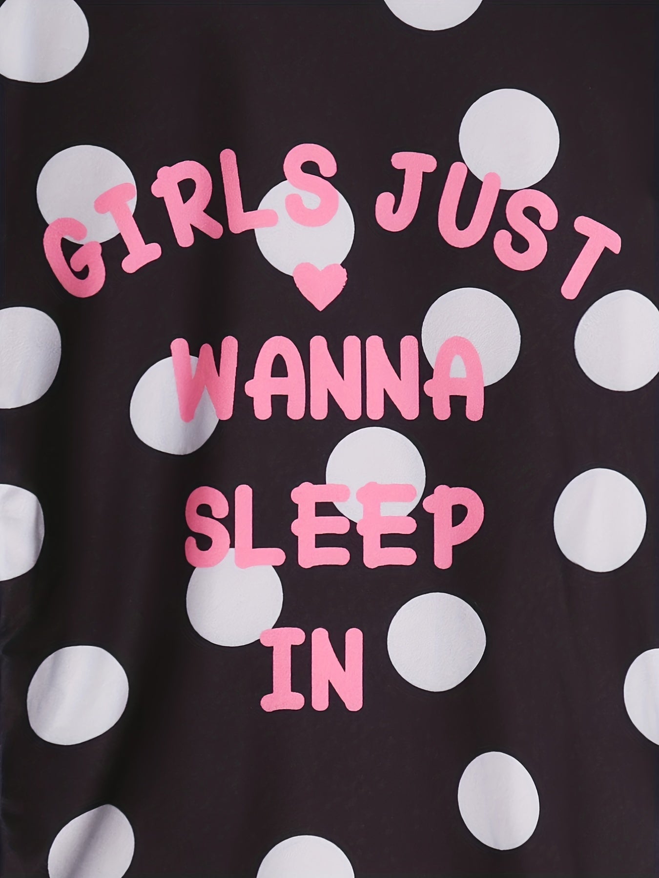 Girl's Dots Print Pajama Set Polyester Elastane Crew Neck Pants