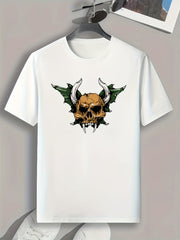 Skull Pattern Print Men's Sports T-shirt Graphic Tee