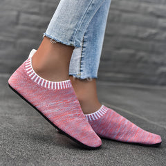 Women's Knit Indoor Sock Slippers Comfy Round Toe Anti-skid House Shoes