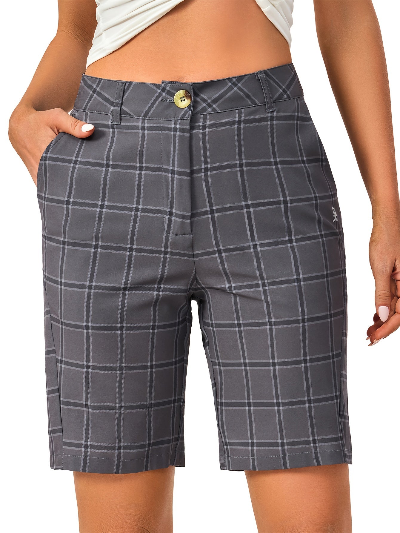 Women's Plaid Pattern Casual Sports Shorts Quick Drying Running Fitness Shorts