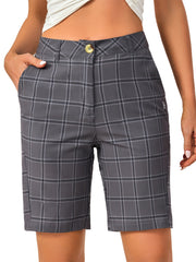 Women's Plaid Pattern Casual Sports Shorts Quick Drying Running Fitness Shorts
