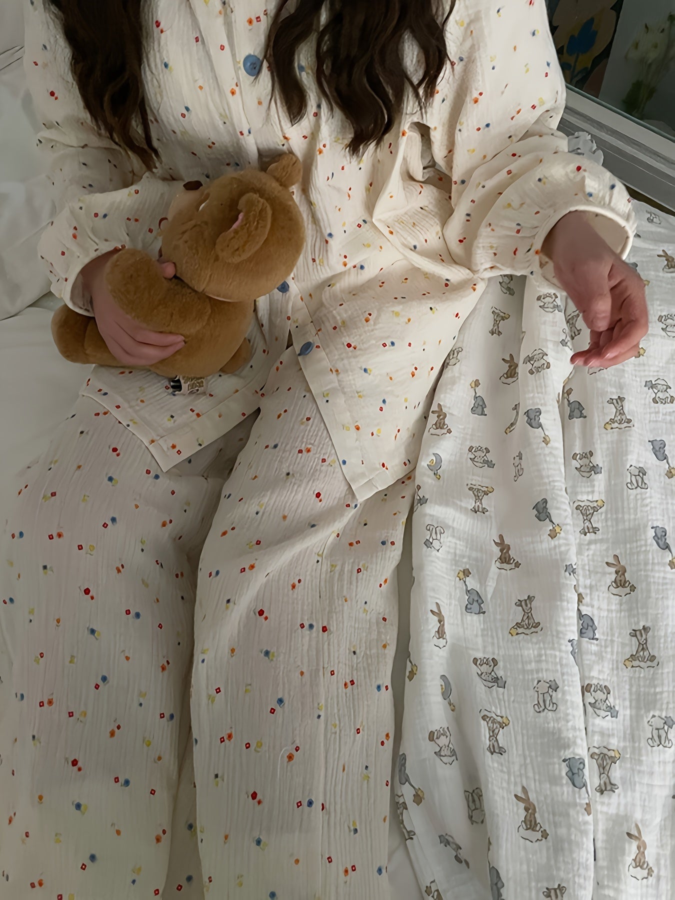 Floral Print Pajama Set Long Sleeve Top & Pants