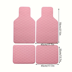 4pcs Waterproof Car Floor Mats PU Leather Front & Rear Car Carpet Accessories