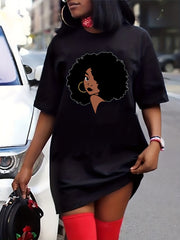 Cartoon Figure Print Casual Dress