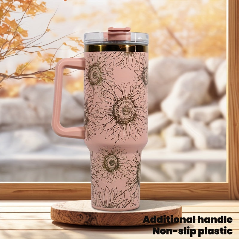 40oz Stainless Steel Water Cup with Lid and Handle - Keeps Beverages Cold
