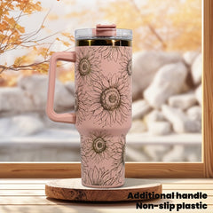 40oz Stainless Steel Water Cup with Lid and Handle - Keeps Beverages Cold