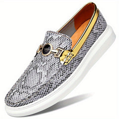 Men's Snake Print Loafer Slip On Shoes