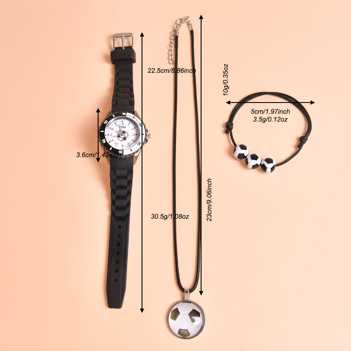 3pcs LED Sports Watch Set for Boys Soccer Theme