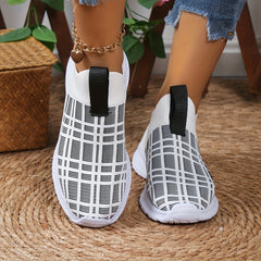 Plaid Mesh Outdoor Sneakers Lightweight Running Shoes Women's Footwear