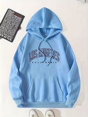 Kangaroo Pocket Preppy Hoodie Drawstring Long Sleeve Sweatshirt