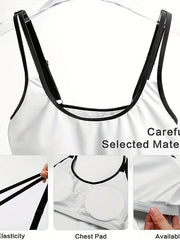 Geo Print Tankini Set Round Neck Cami Top & Shorts 2pc Swimsuit