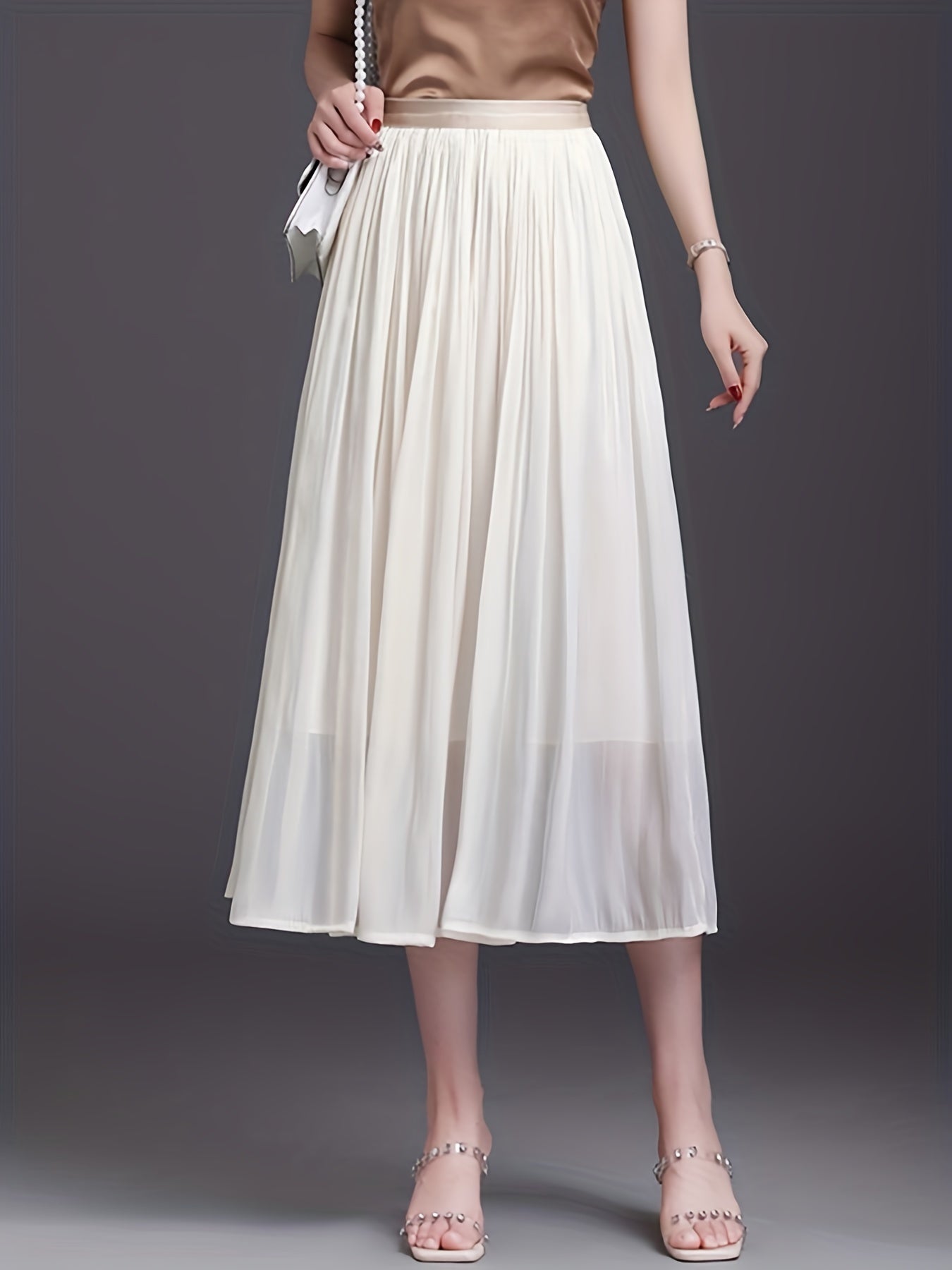 Pleated Elastic Waist Skirt for Women Spring & Summer