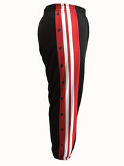 Colorblock Stripe Print Button Elastic Pants