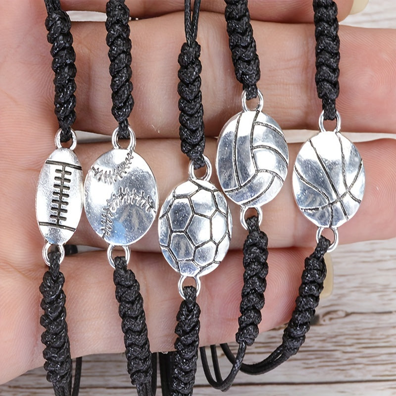 Adjustable Charm Alloy Bracelet Baseball Football Basketball Volleyball