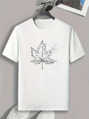 Mapel Leaf Print Men's Comfy T-shirt for Outdoor Summer