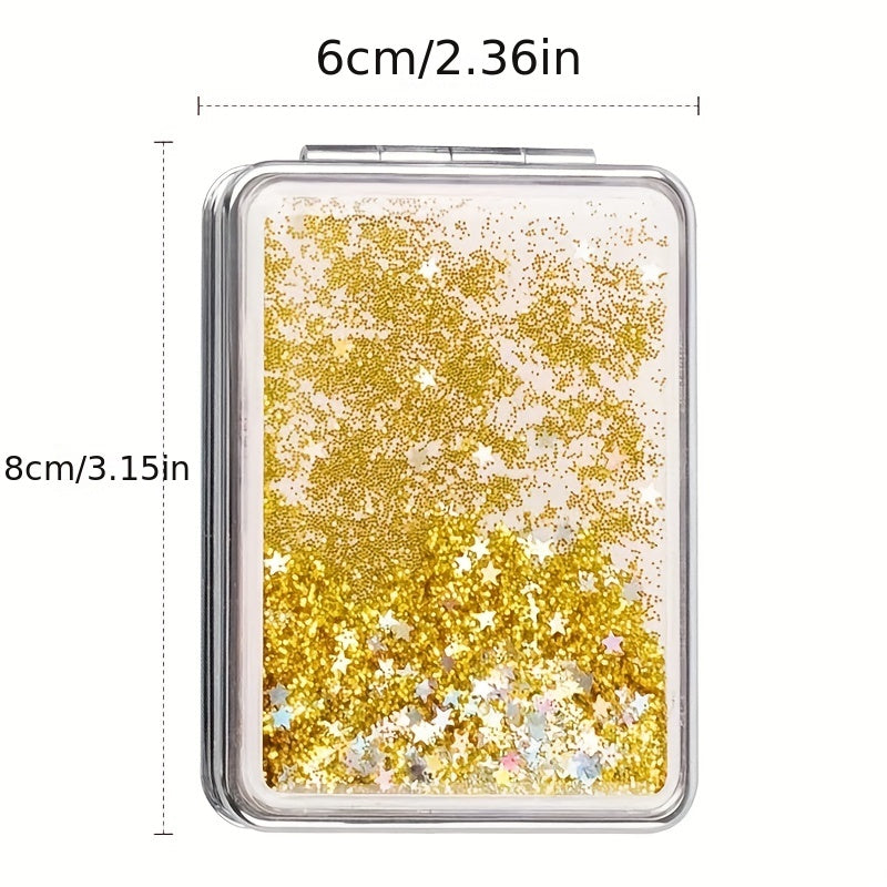 Double-Sided Sparkly Glitter Quicksand Makeup Mirror