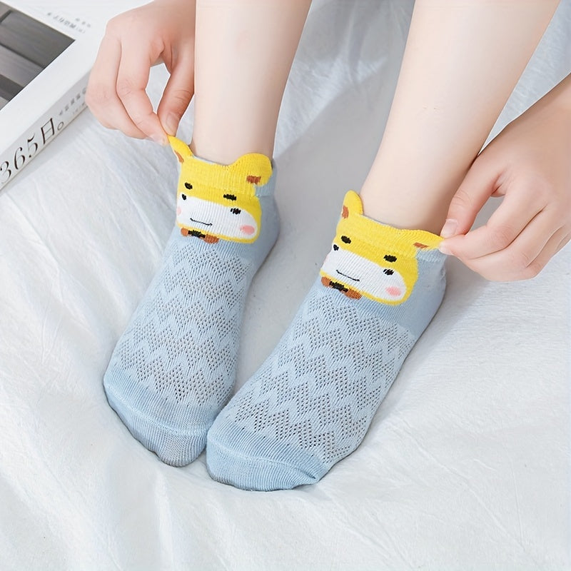 Kids Cotton Short Socks Cartoon Animal Mesh Comfy Breathable Socks
