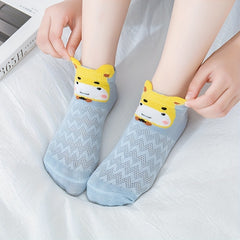 Kids Cotton Short Socks Cartoon Animal Mesh Comfy Breathable Socks