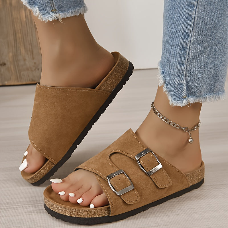 Women's Cork Footbed Slippers Anti-slip Platform Summer Beach Slippers